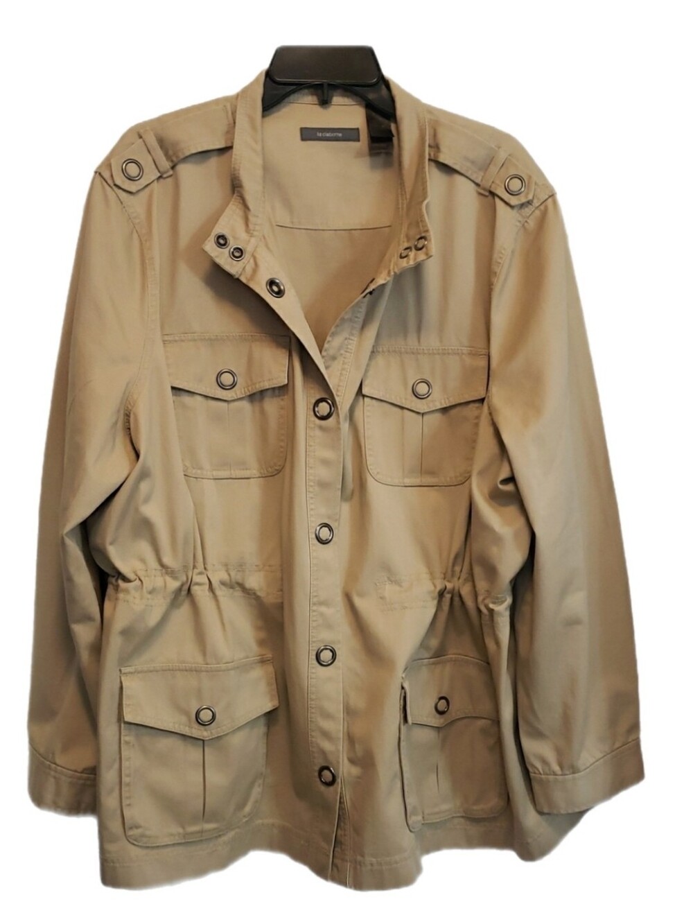 Liz Claiborne Khaki Utility Jacket with Snap Front, 3X